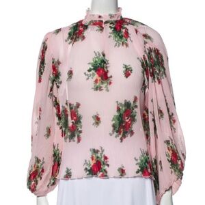 Ganni pink floral print blouse - size M (DK36/US6)